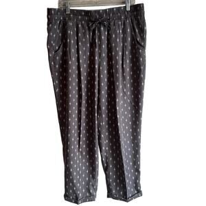 Garnet Hill Tencel Lyocell Printed Pull on Pant Gray 16